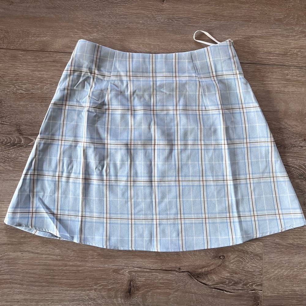 Zaful Plaid Blue Skirt